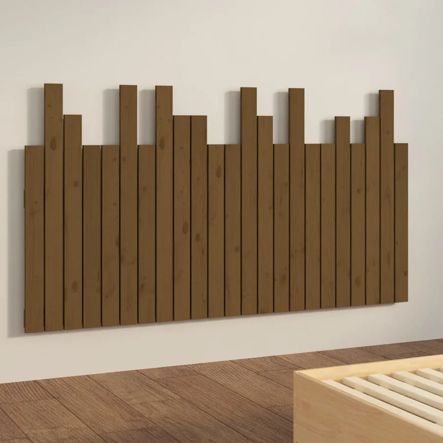Tête de lit murale Marron miel 146,5x3x80 cm Bois massif de pin - 4