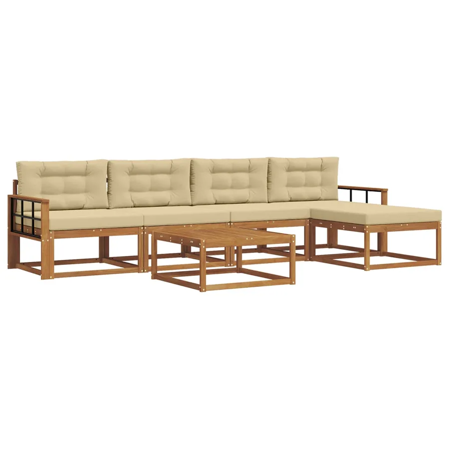 Ensemble de canapés d'extérieur 6 pcs Naturel et Beige - 2