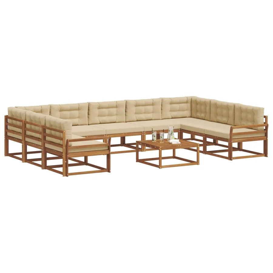 Ensemble de canapés d'extérieur 10 pcs Naturel et Beige - 3