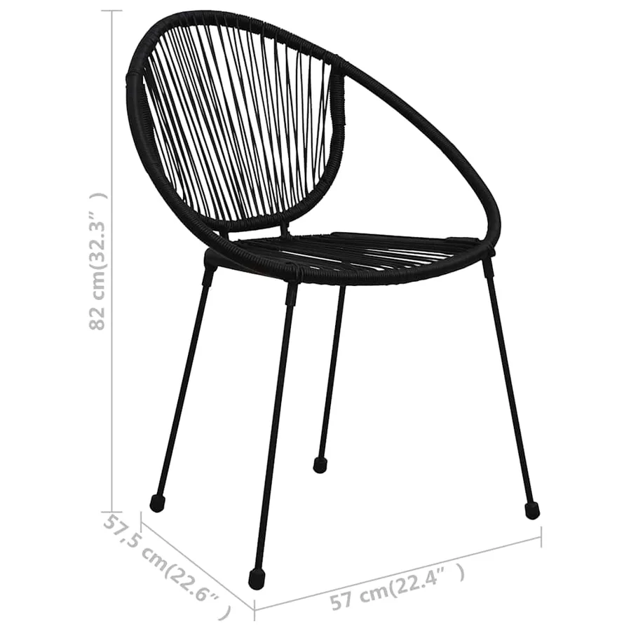 Ensemble à manger d'extérieur 5 pcs Rotin PVC Noir - 12