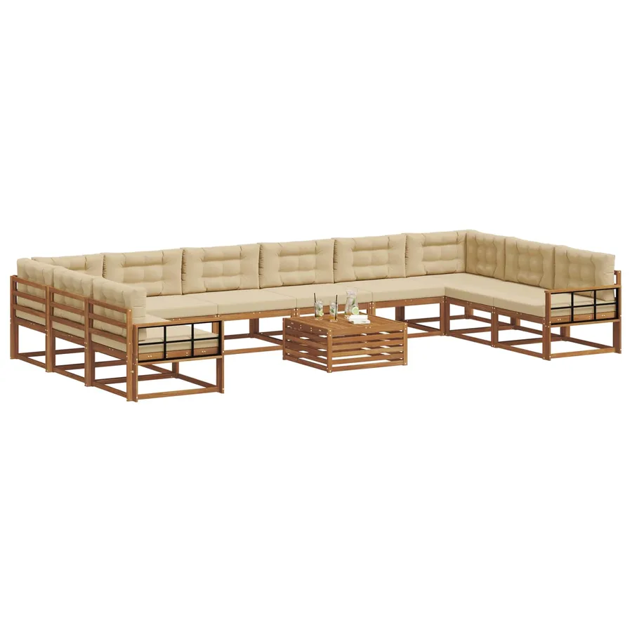 Ensemble de canapés d'extérieur 11 pcs Naturel et Beige - 3