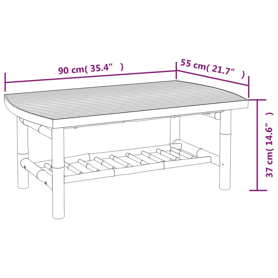 Salon de jardin 5 pcs avec coussins blanc crème bambou - 7