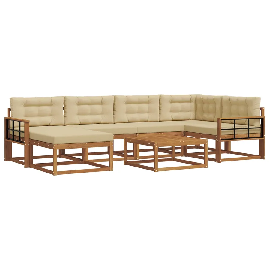 Ensemble de canapés d'extérieur 7 pcs Naturel et Beige - 2