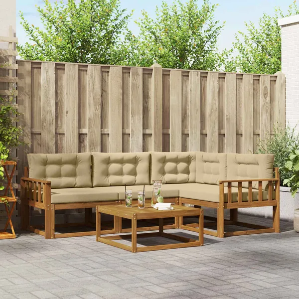 Ensemble de canapés d'extérieur 5 pcs Naturel et Beige