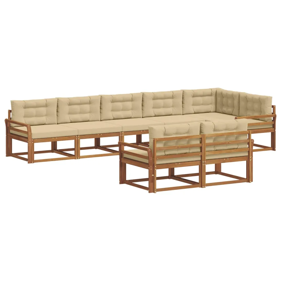 Ensemble de canapés d'extérieur 8 pc Naturel et Beige - 2