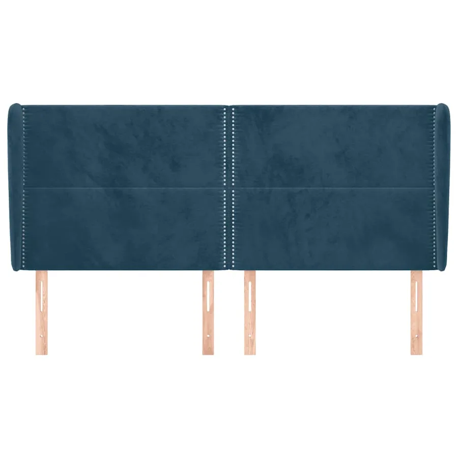 Tête de lit avec oreilles Bleu foncé 203x23x118/128 cm Velours - 3