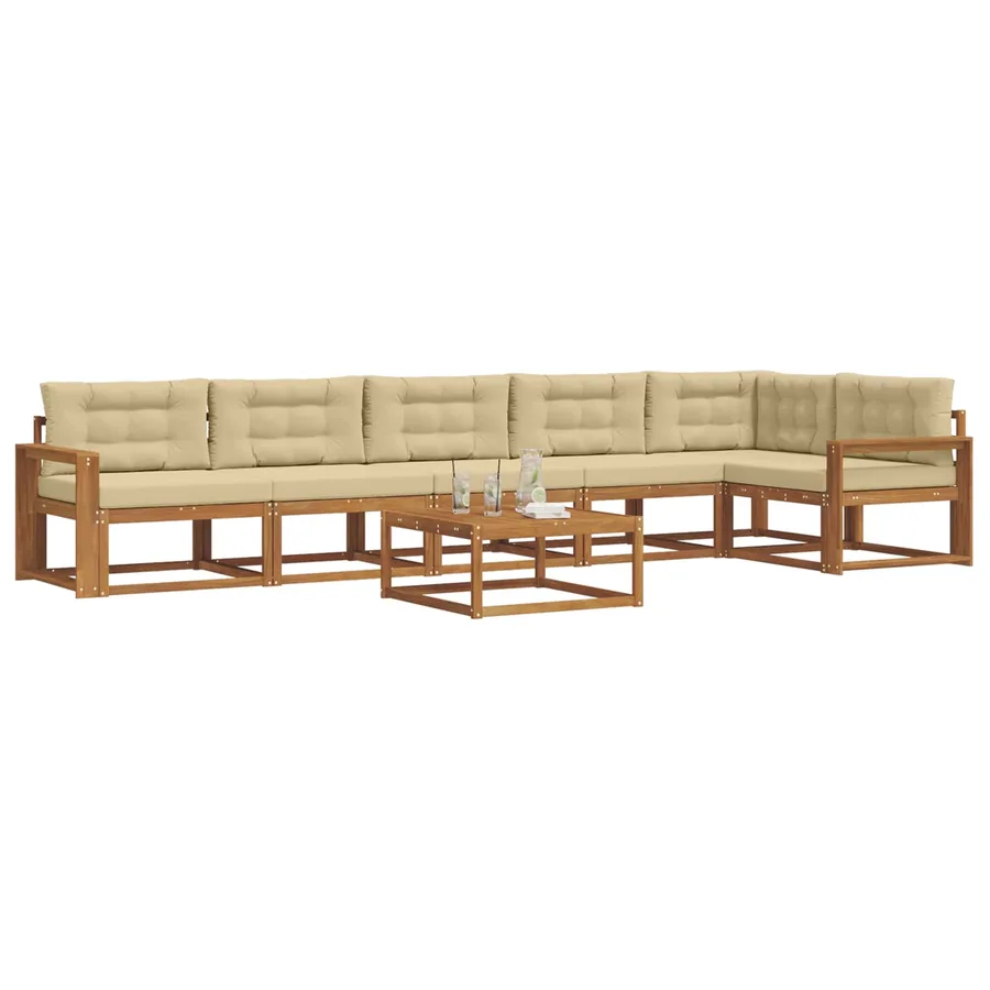 Ensemble de canapés d'extérieur 7 pcs Naturel et Beige - 3