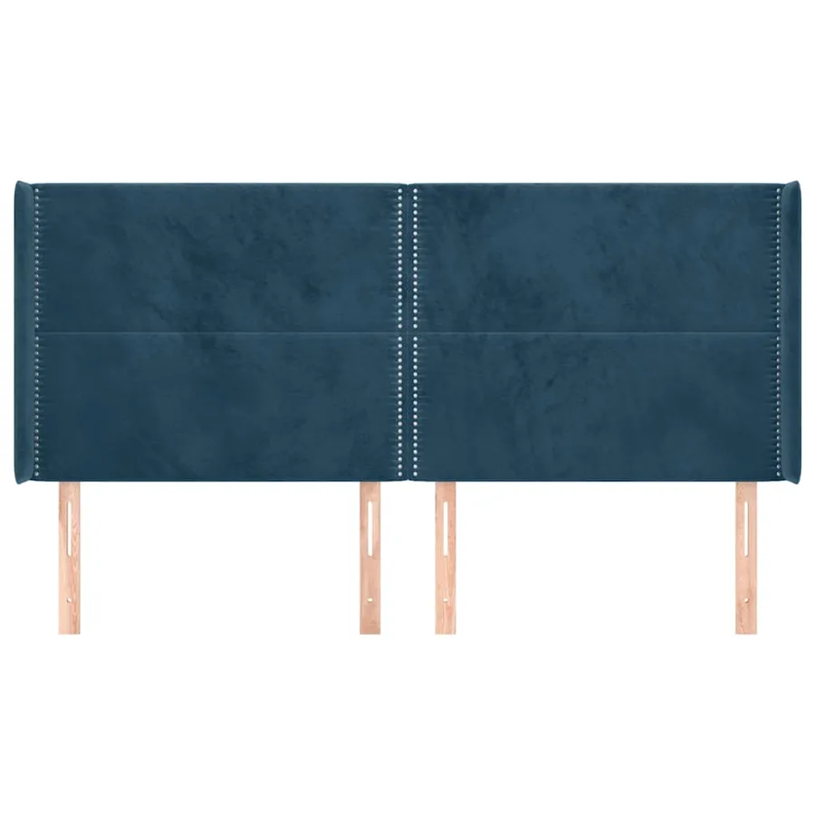 Tête de lit avec oreilles Bleu foncé 203x16x118/128 cm Velours - 3