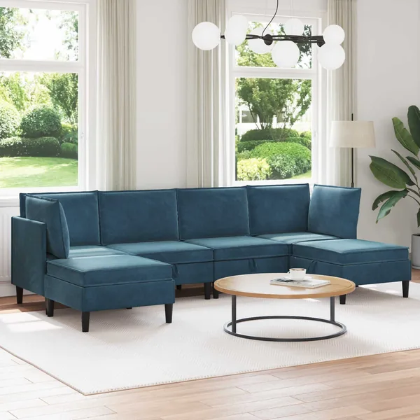 Ensemble de meubles pour le salon 6 pcs Bleu Velours
