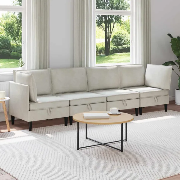 Ensemble de meubles pour le salon 4 pcs Crème Velours