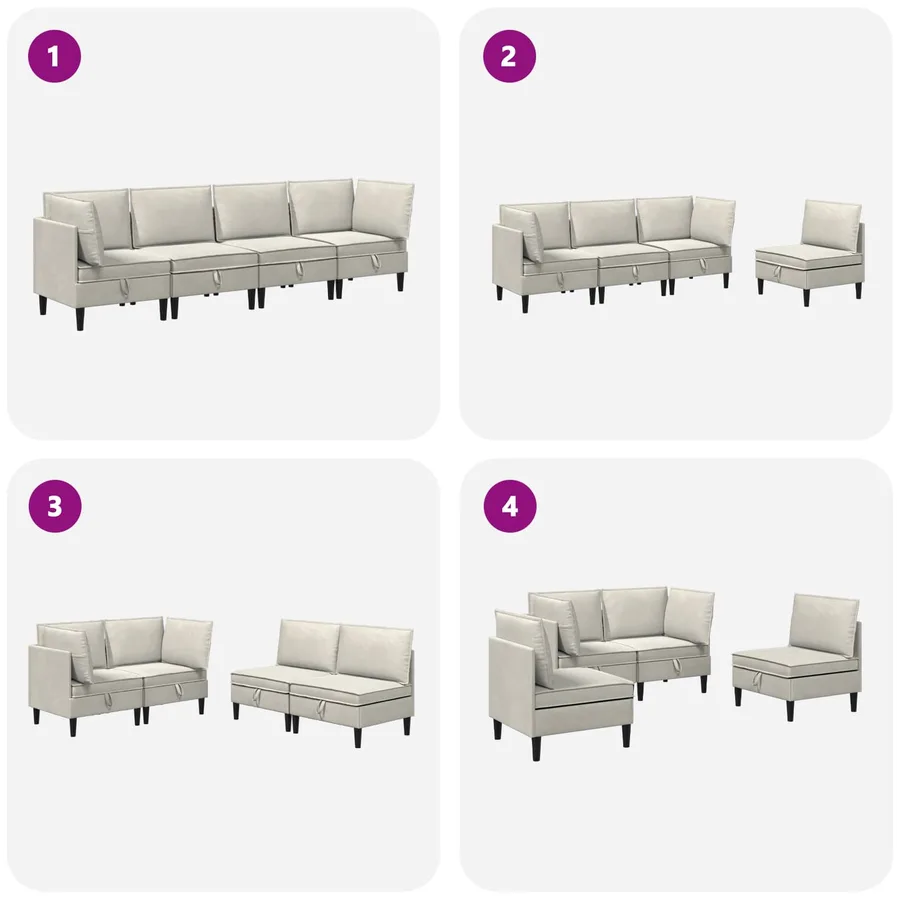 Ensemble de meubles pour le salon 4 pcs Crème Velours - 10