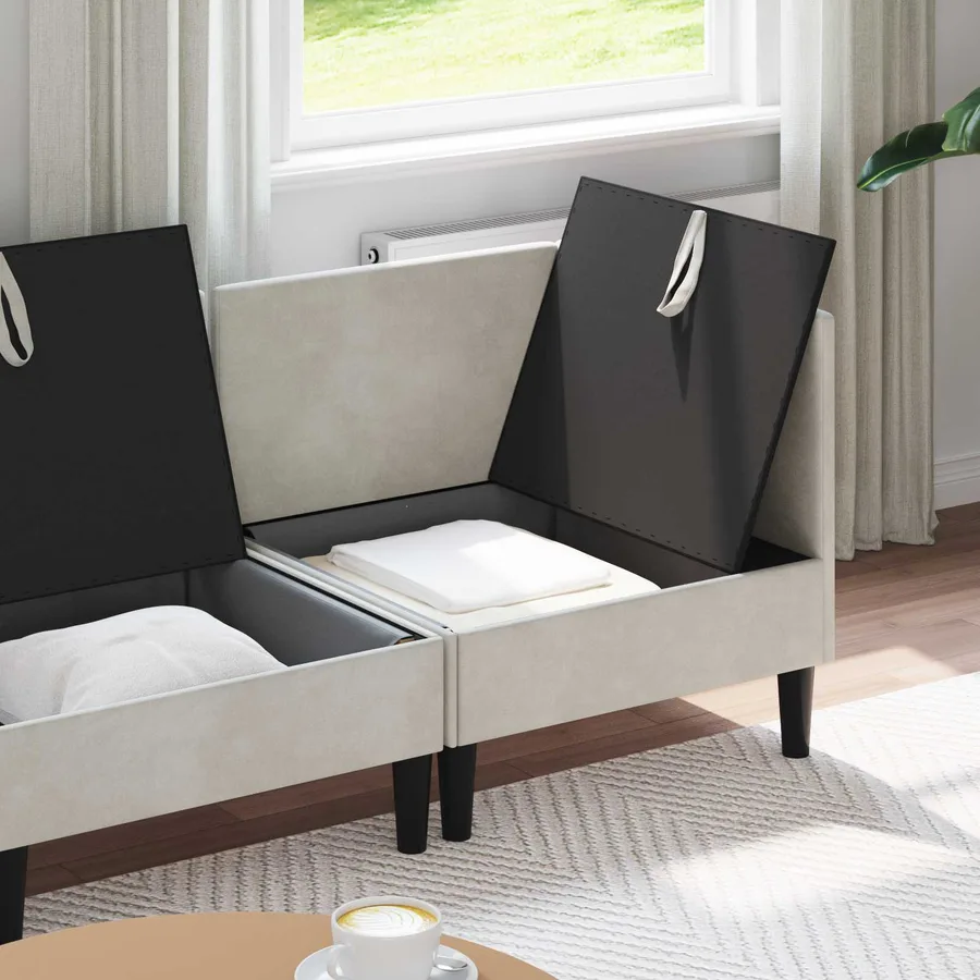 Ensemble de meubles pour le salon 4 pcs Crème Velours - 3