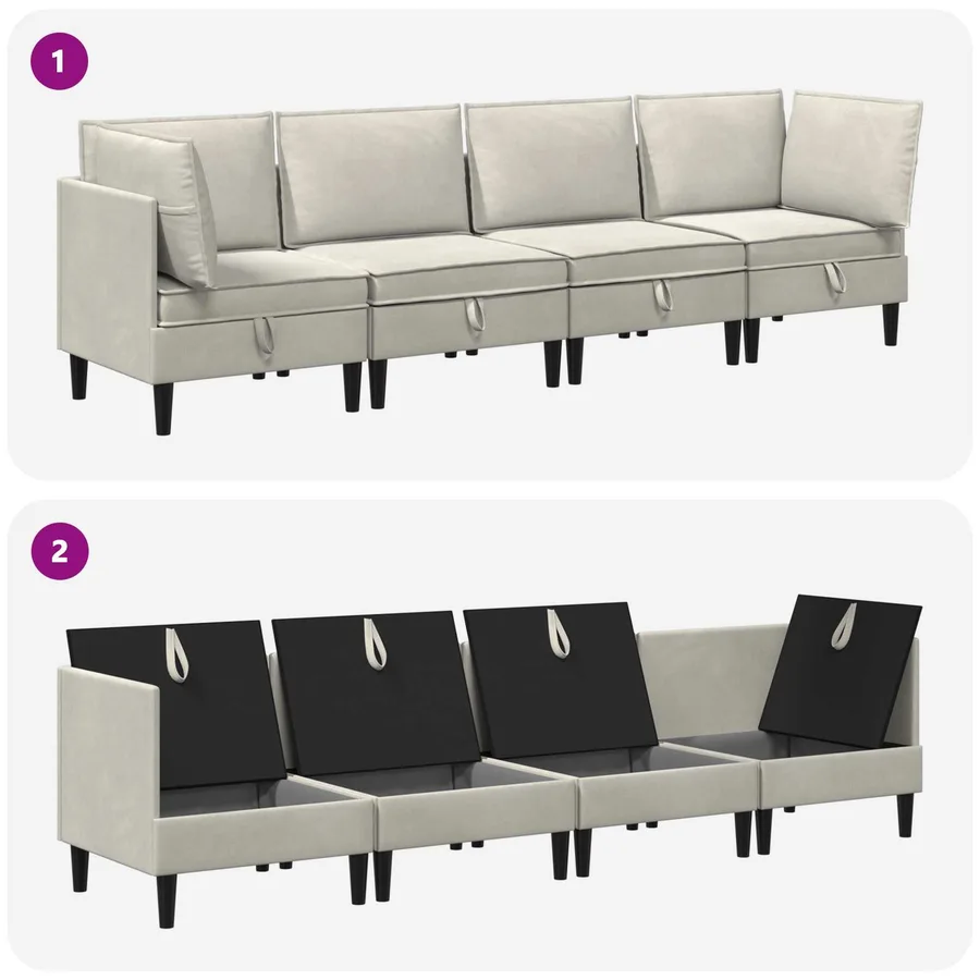 Ensemble de meubles pour le salon 4 pcs Crème Velours - 9