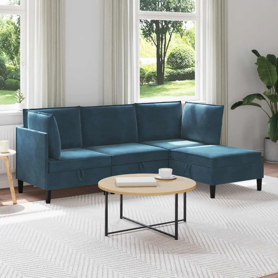 Ensemble de meubles pour le salon 4 pcs Bleu Velours