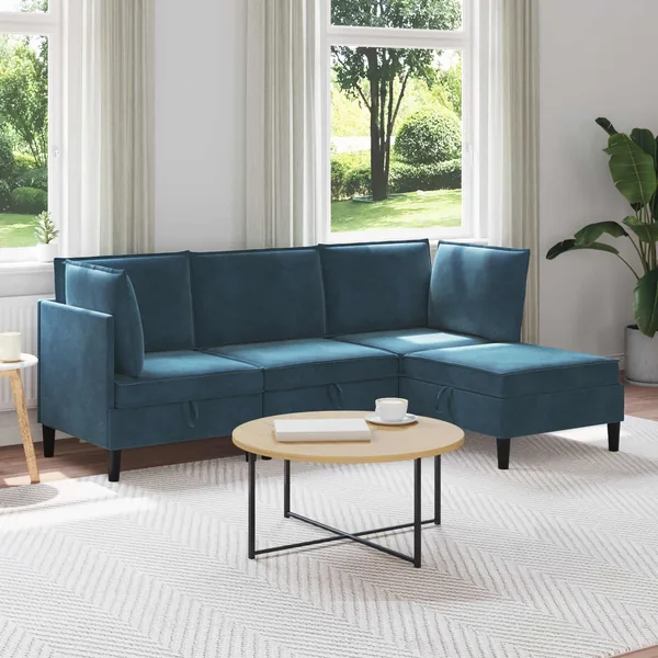 Ensemble de meubles pour le salon 4 pcs Bleu Velours