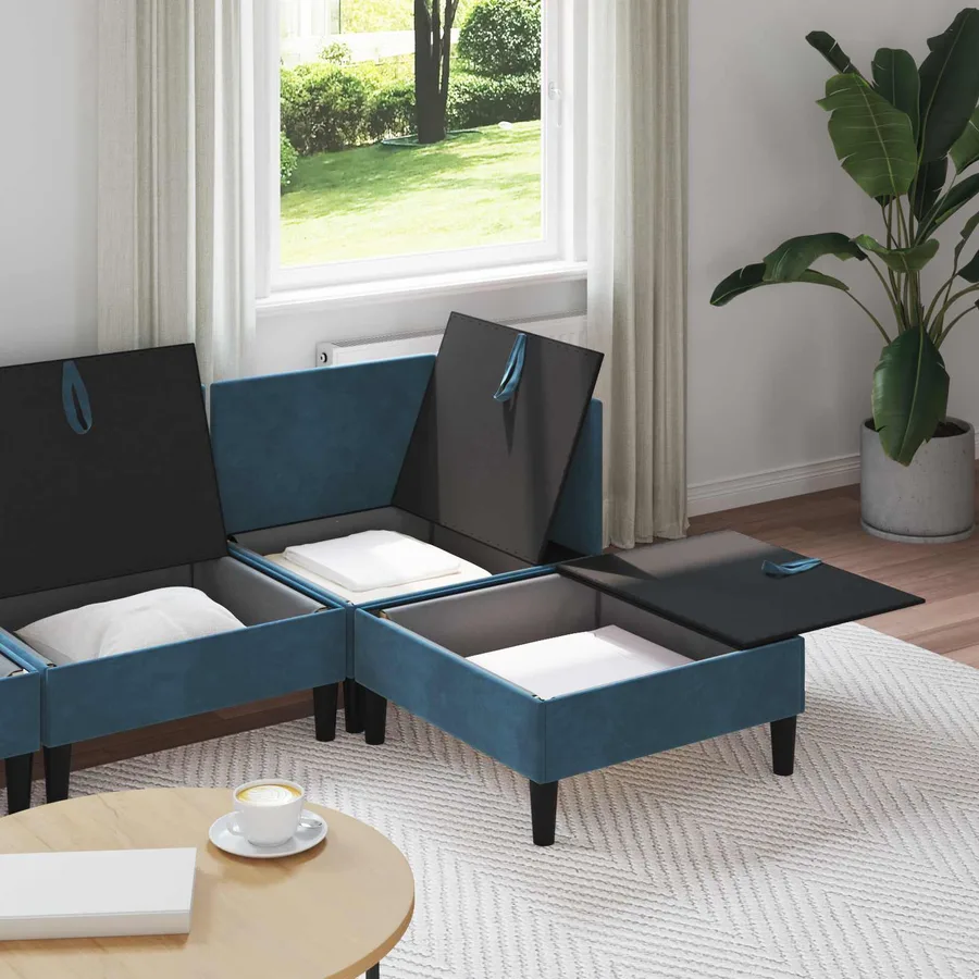 Ensemble de meubles pour le salon 4 pcs Bleu Velours - 3