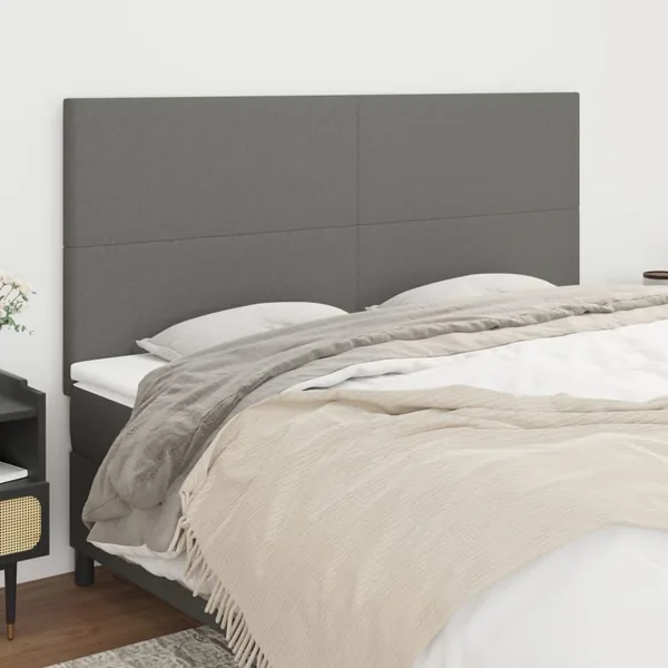 Tête de lit Gris foncé 200x5x118/128 cm Tissu