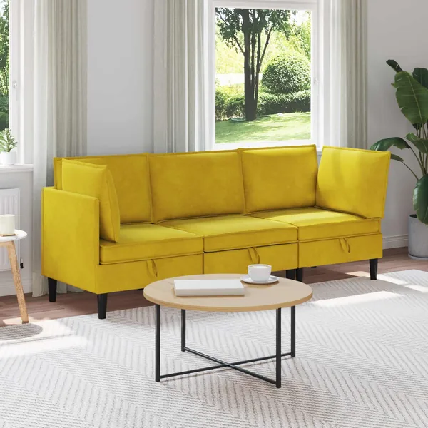Ensemble de meubles pour le salon 3 pcs Jaune Velours