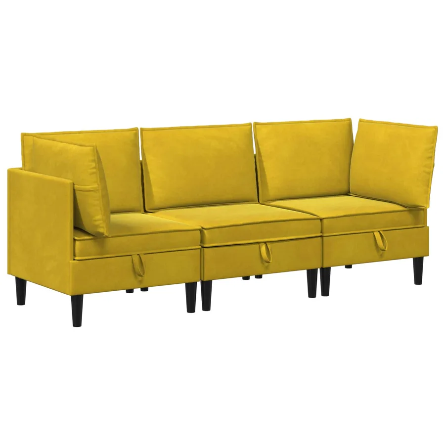 Ensemble de meubles pour le salon 3 pcs Jaune Velours - 2