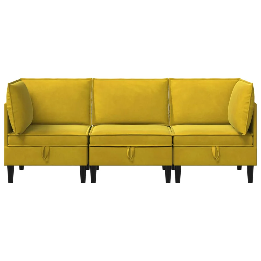 Ensemble de meubles pour le salon 3 pcs Jaune Velours - 7