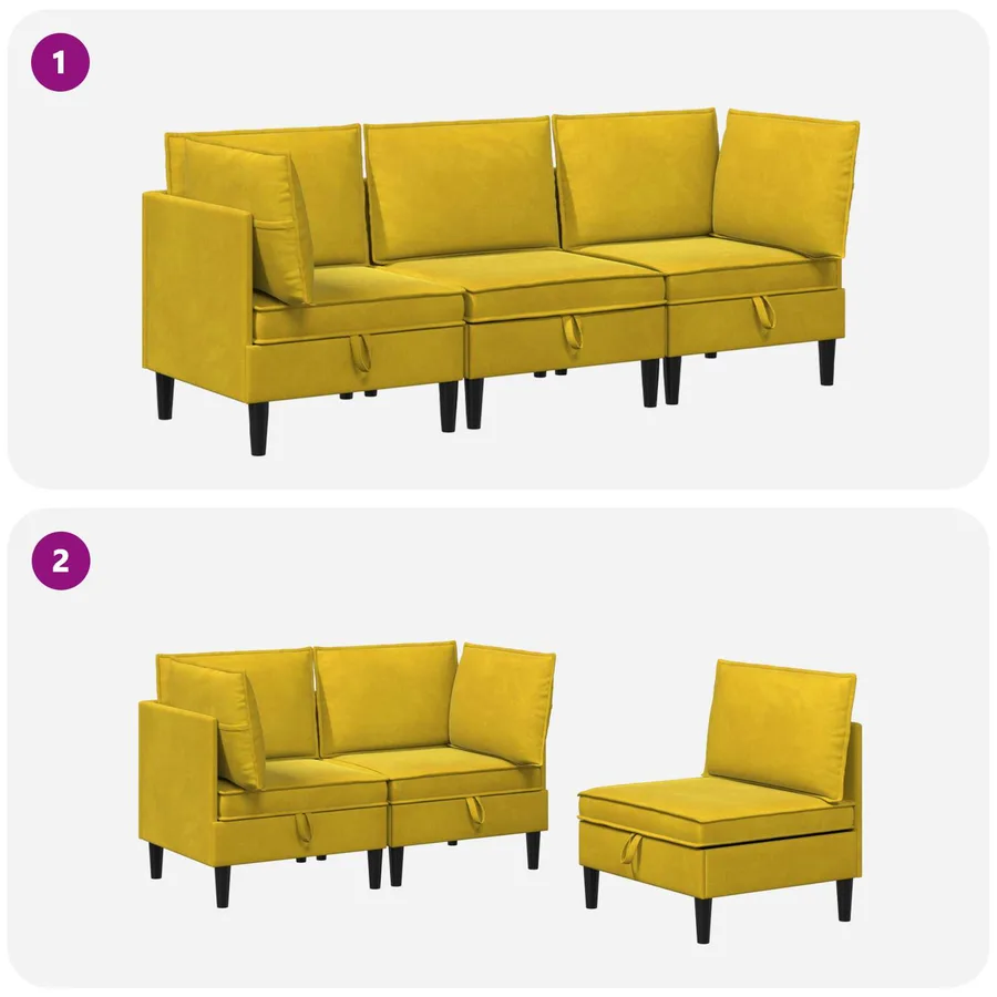 Ensemble de meubles pour le salon 3 pcs Jaune Velours - 8
