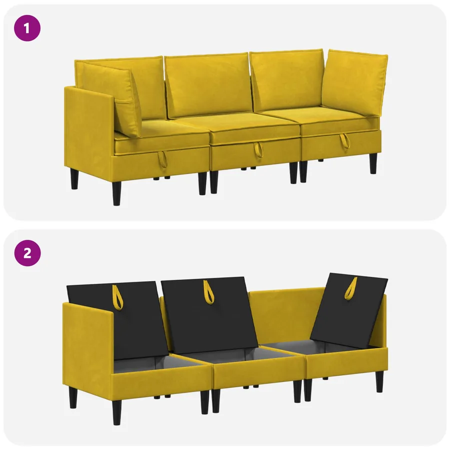 Ensemble de meubles pour le salon 3 pcs Jaune Velours - 9