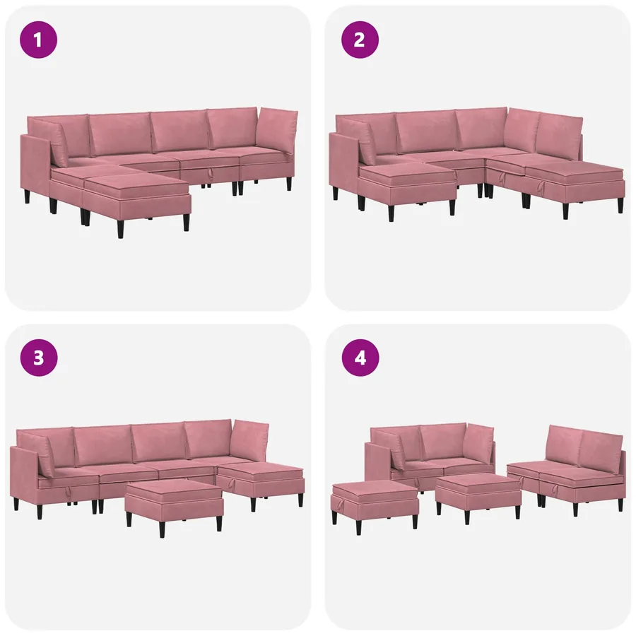 Ensemble de meubles pour le salon 6 pcs Rose Velours - 9