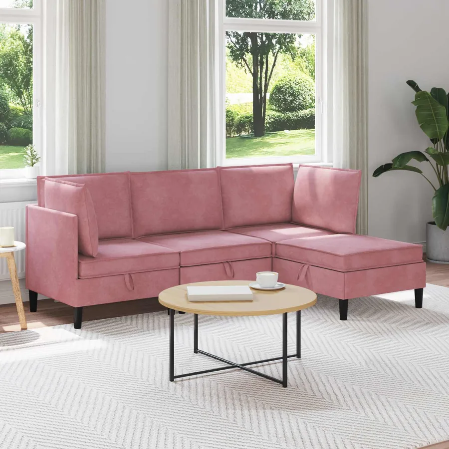 Ensemble de meubles pour le salon 4 pcs Rose Velours
