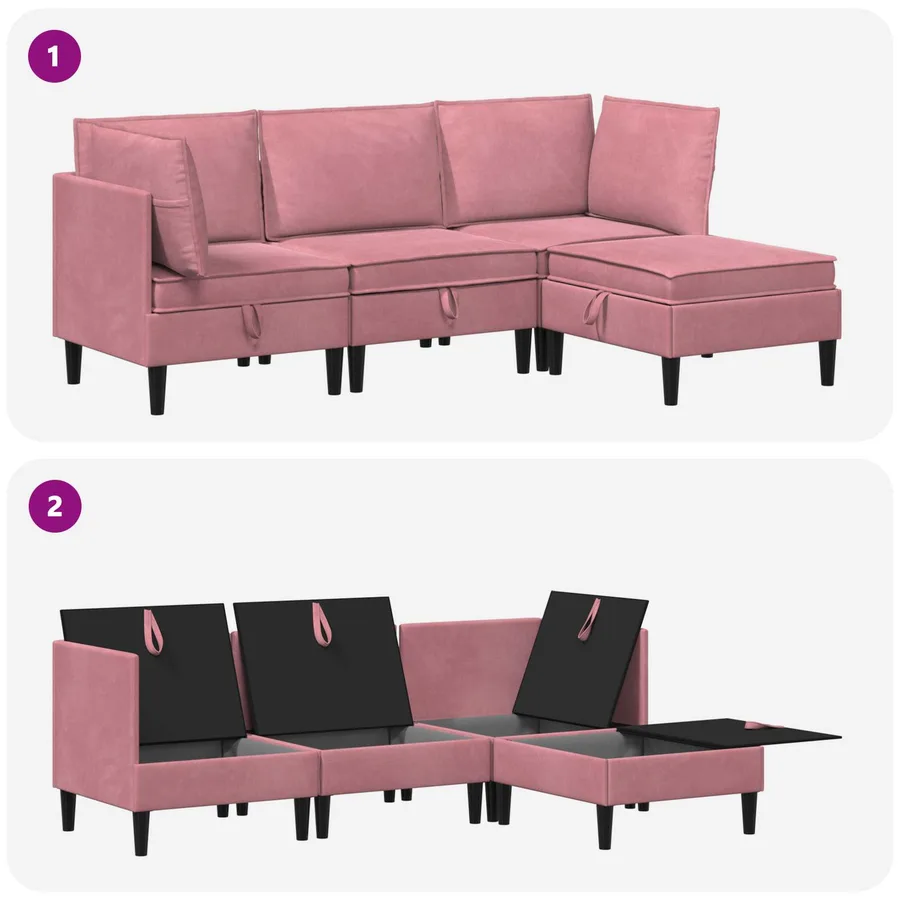 Ensemble de meubles pour le salon 4 pcs Rose Velours - 10