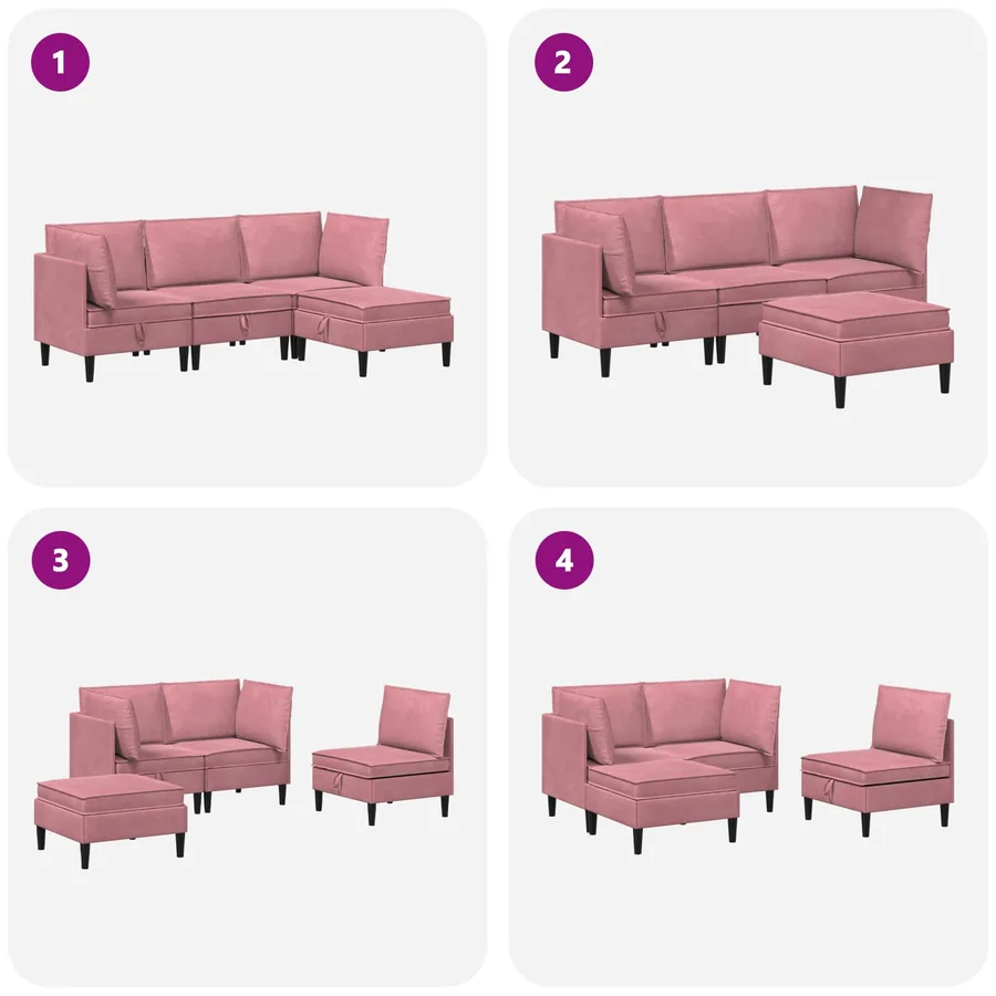 Ensemble de meubles pour le salon 4 pcs Rose Velours - 11