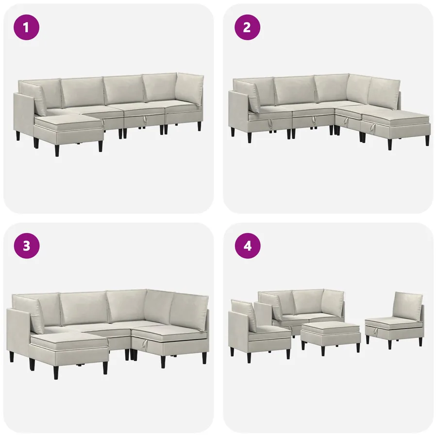 Ensemble de meubles pour le salon 5 pcs Crème Velours - 9