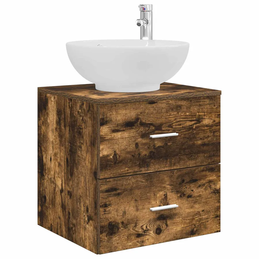 Vanité de lavabo mural Chêne fumé 49,5 x 44,5 x 66,5 cm - 2