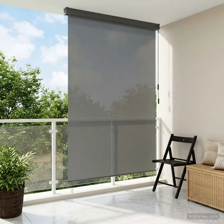 Store enrouleur Gris clair 140 x 250 cm Tissu et Aluminium