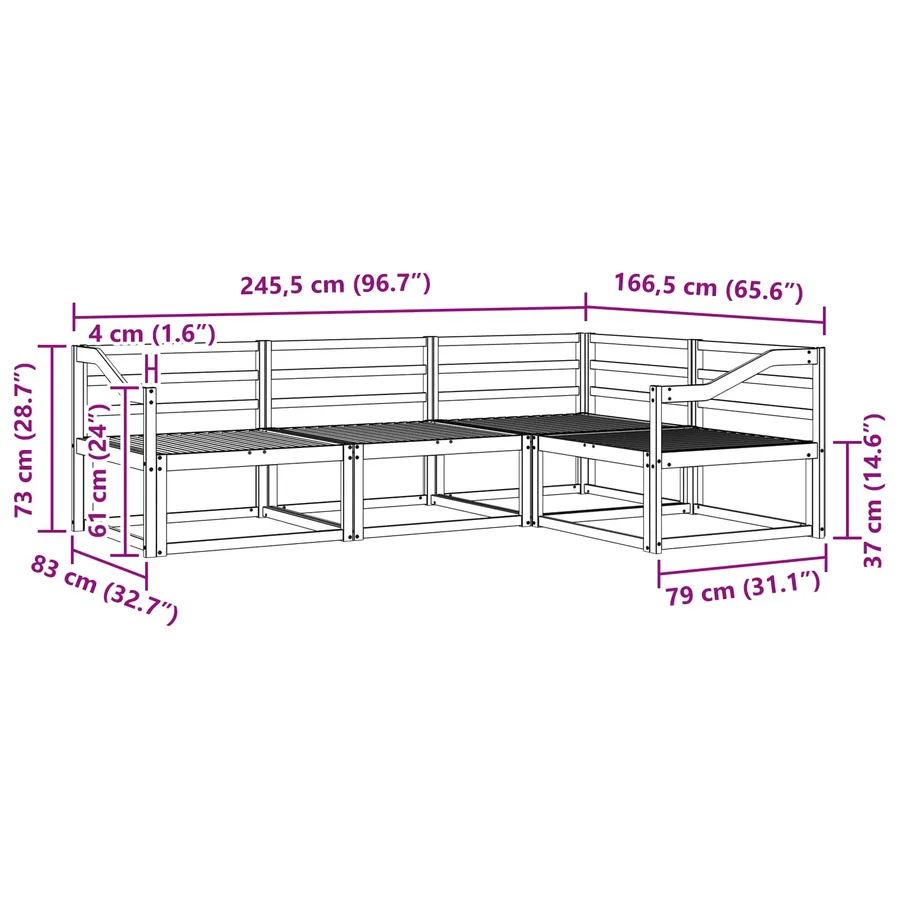 Ensemble de canapés d'extérieur 4 pcs Naturel - 7