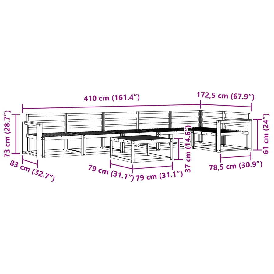 Ensemble de canapés d'extérieur 7 pcs Naturel - 8