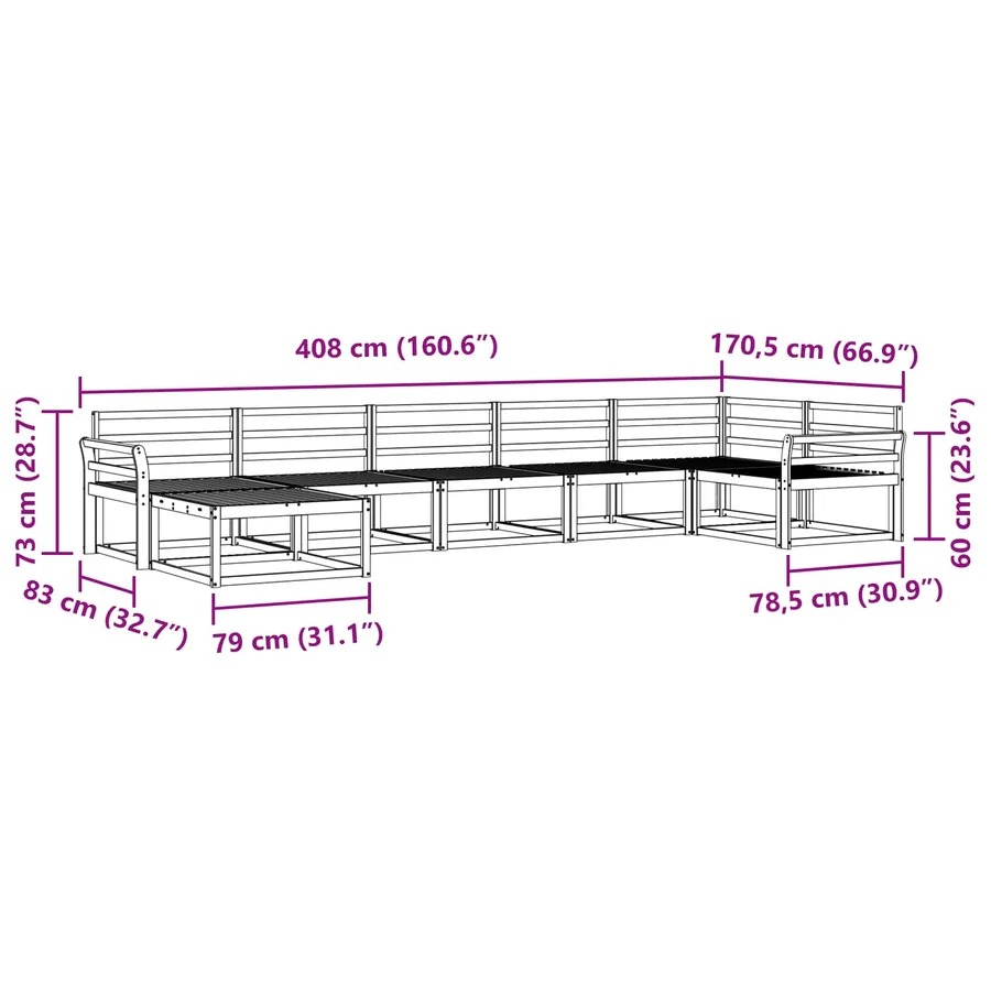 Ensemble de canapés d'extérieur 7 pcs Naturel - 10