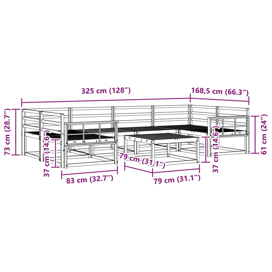 Ensemble de canapés d'extérieur 7 pcs Naturel - 10