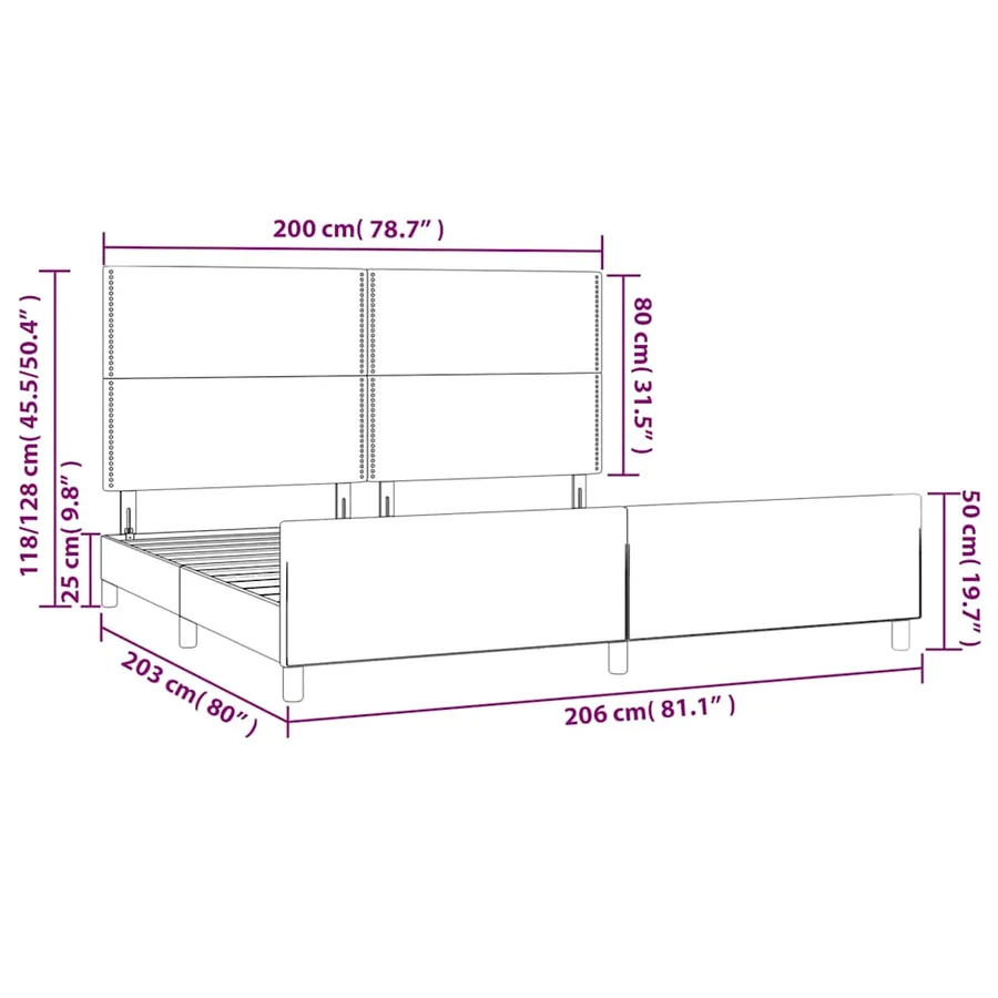 Cadre de lit sans matelas bleu foncé 200x200 cm velours - 14