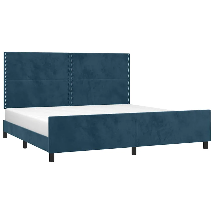 Cadre de lit sans matelas bleu foncé 200x200 cm velours - 3