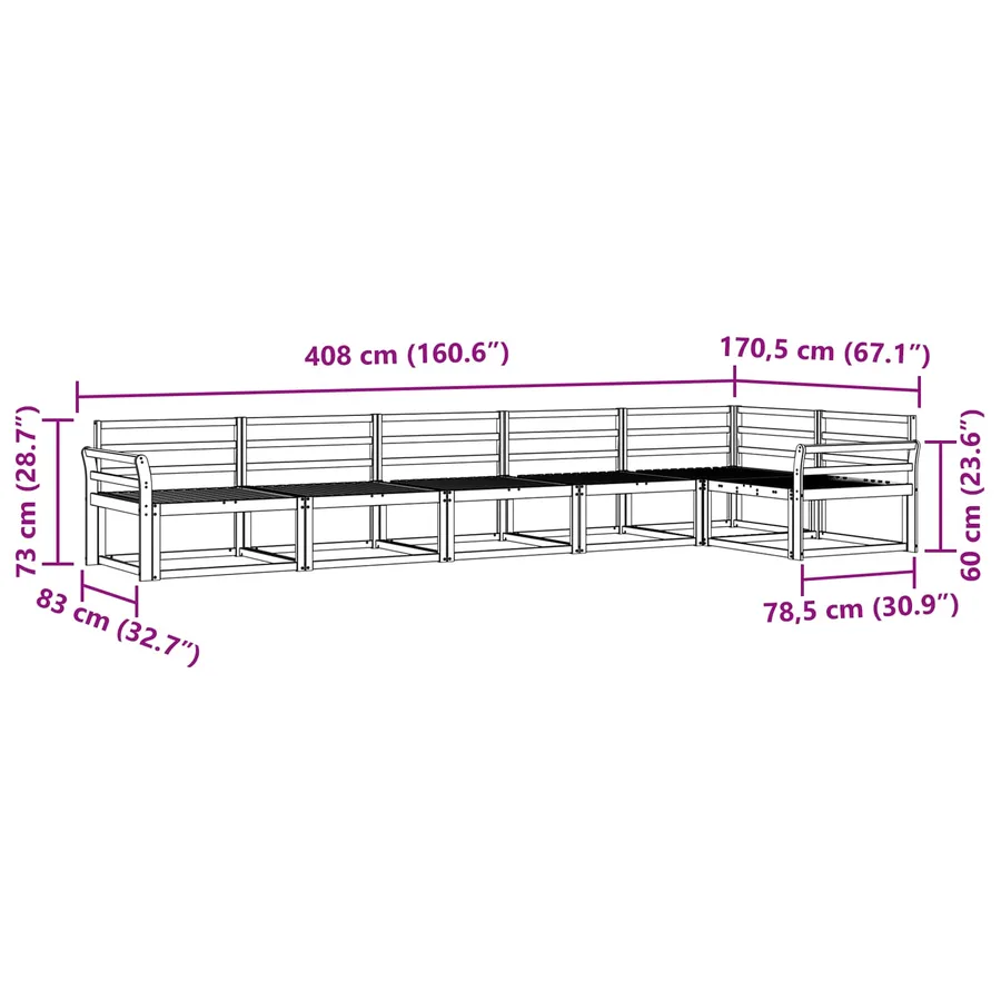Ensemble de canapés d'extérieur 6 pcs Naturel - 7