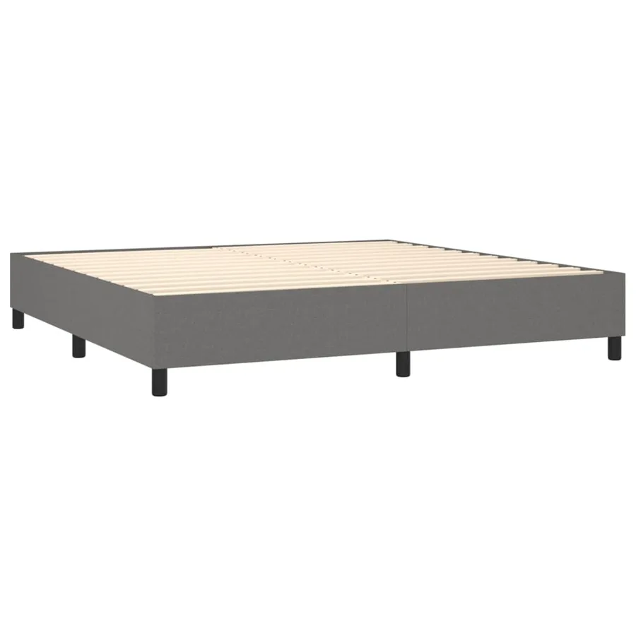 Sommier à lattes de lit avec matelas Gris foncé 200x200cm Tissu - 4