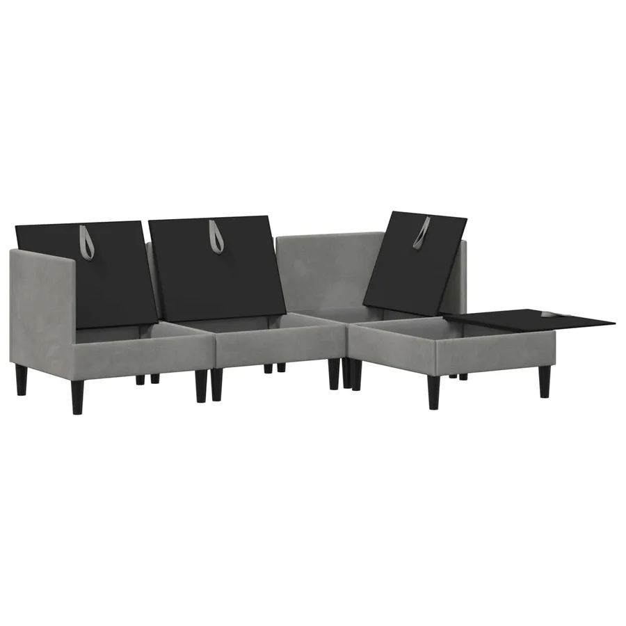 Ensemble de meubles pour le salon 4 pcs Gris clair Velours - 7