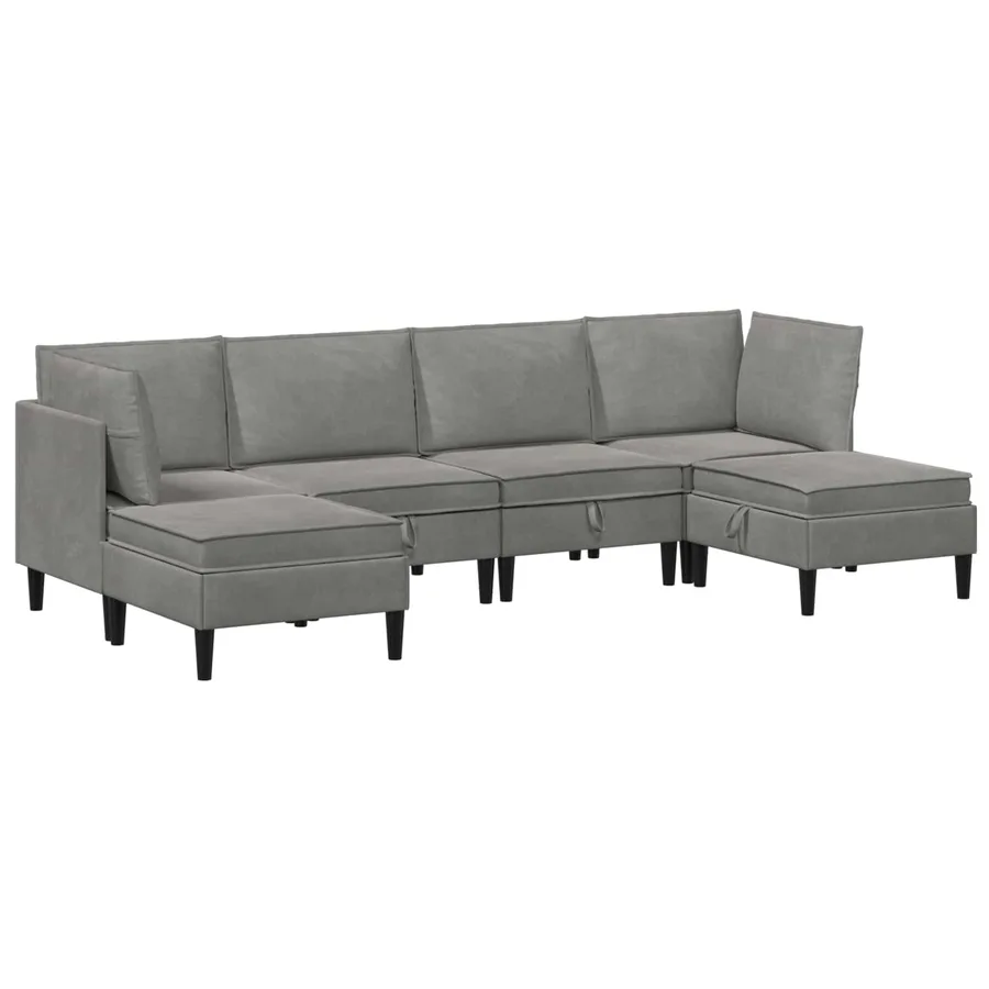 Ensemble de meubles pour le salon 6 pcs Gris clair Velours - 2