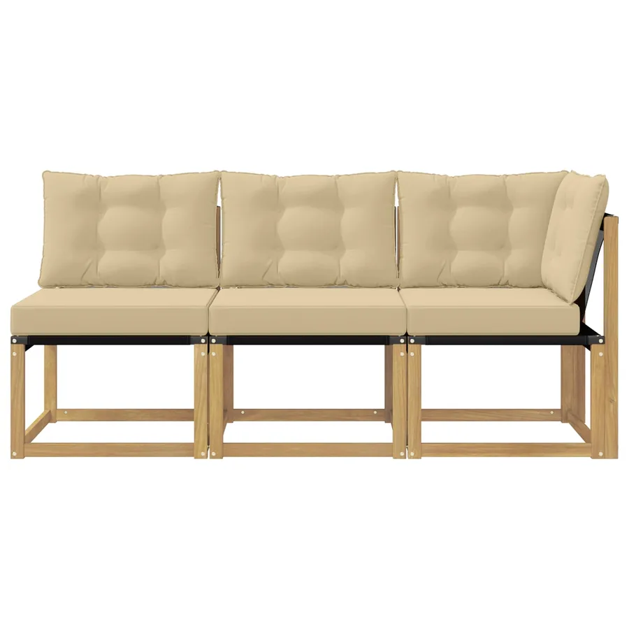 Canapé d’extérieur milieu et coin avec coussin 3 Pièce Blanc - 5