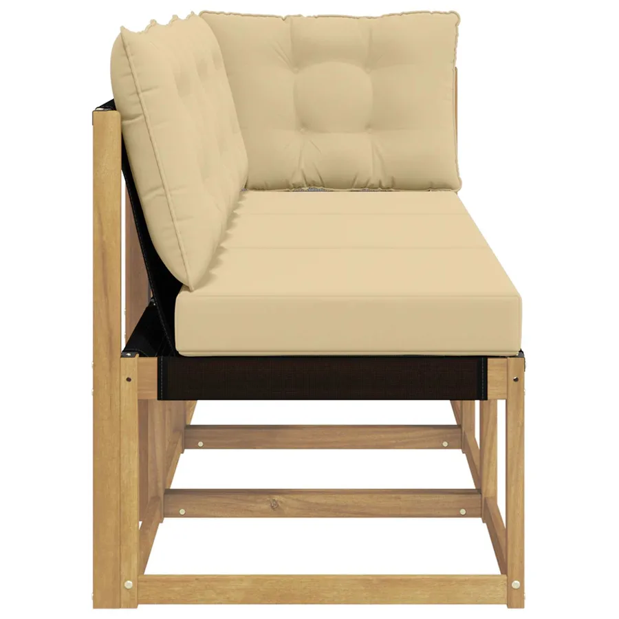 Canapé d’extérieur milieu et coin avec coussin 3 Pièce Blanc - 6