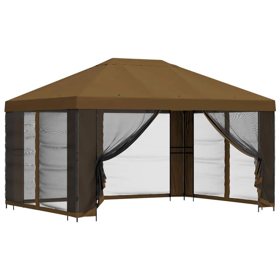 Abri de jardin avec parois 4 × 3 m Taupe Polyester et Acier - 2