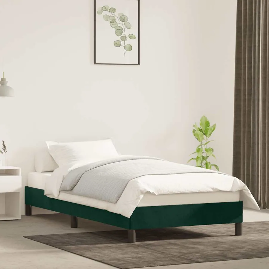 Cadre de lit sans matelas vert foncé 90x200 cm velours