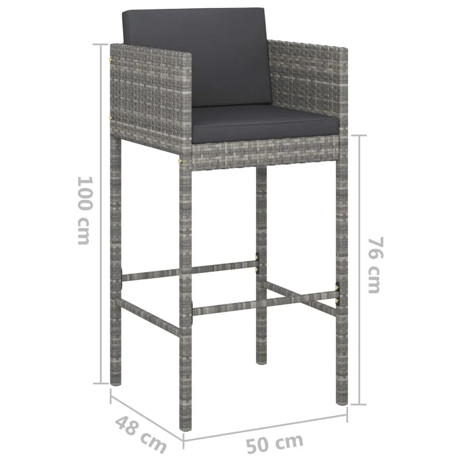 Ensemble de bar de jardin 5 pcs et coussins Résine tressée Gris - 8