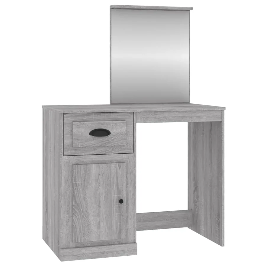 Coiffeuse avec miroir sonoma gris 90x50x132,5cm bois ingénierie - 2