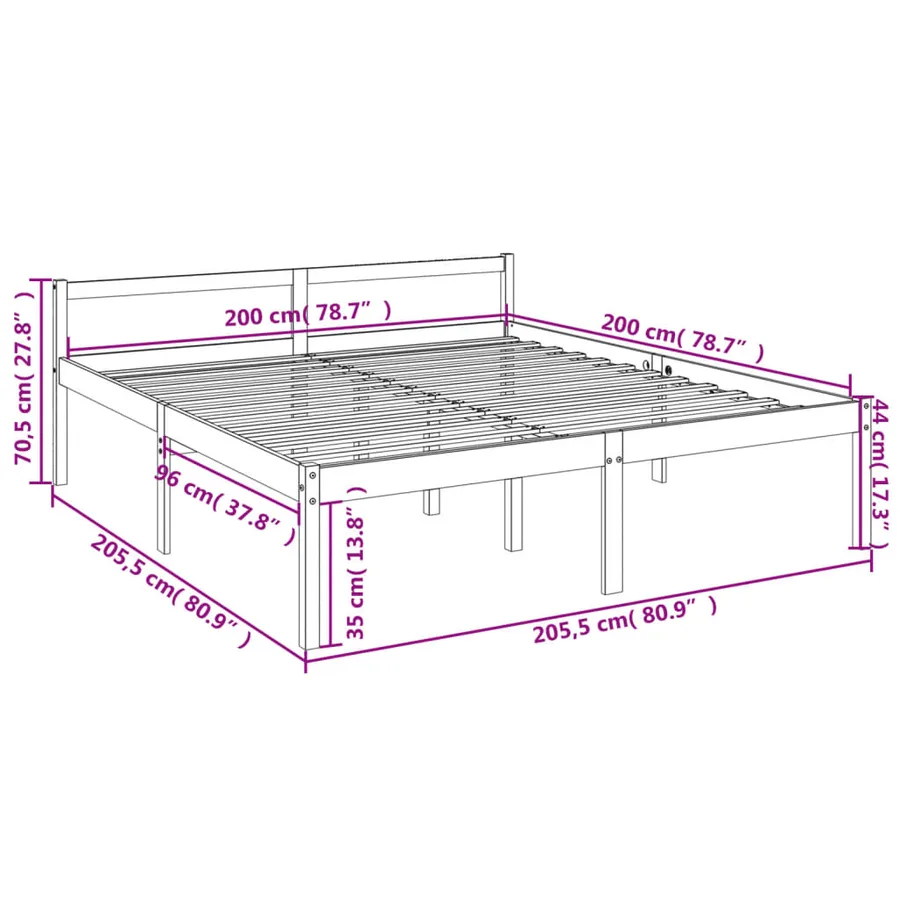 Lit pour personne âgée sans matelas 200x200 cm bois pin massif - 10
